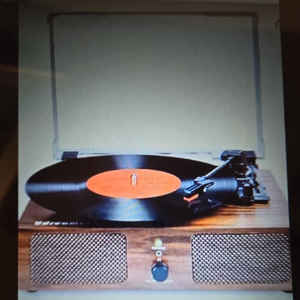 TE2017 Record Player Bluetooth Turntable Built-in Speakers Brown Woodgrain NEW